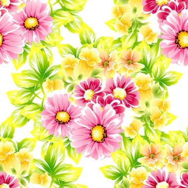 Sorunsuz vintage tarzı çiçek deseni. Renkli çiçek öğeleri