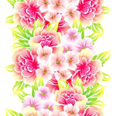 Sorunsuz vintage tarzı çiçek deseni. Renkli çiçek öğeleri