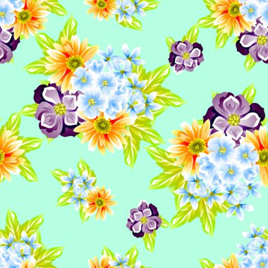 Sorunsuz vintage tarzı çiçek deseni. Renkli çiçek öğeleri