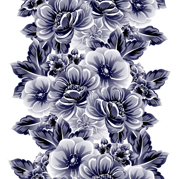 Patrón Flores Estilo Vintage Sin Costuras Elementos Florales Contorno — Vector de stock