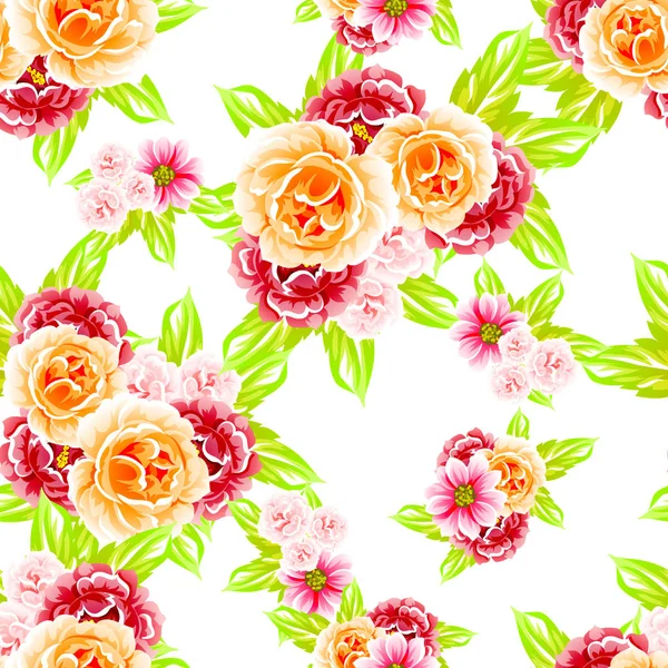 Naadloze Vintage Stijl Bloemenpatroon Floral Elementen Kleur — Stockvector