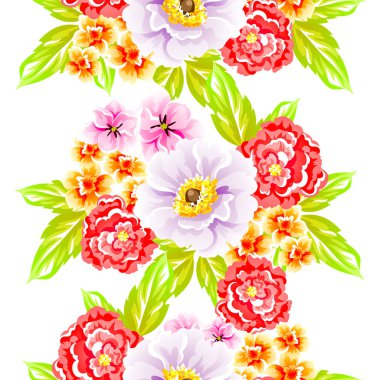 Sorunsuz vintage tarzı çiçek deseni. Renkli çiçek öğeleri