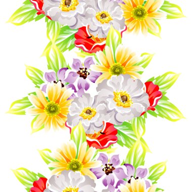 Sorunsuz vintage tarzı çiçek deseni. Renkli çiçek öğeleri