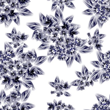 Sorunsuz vintage tarzı çiçek deseni. Kontur çiçek öğeleri