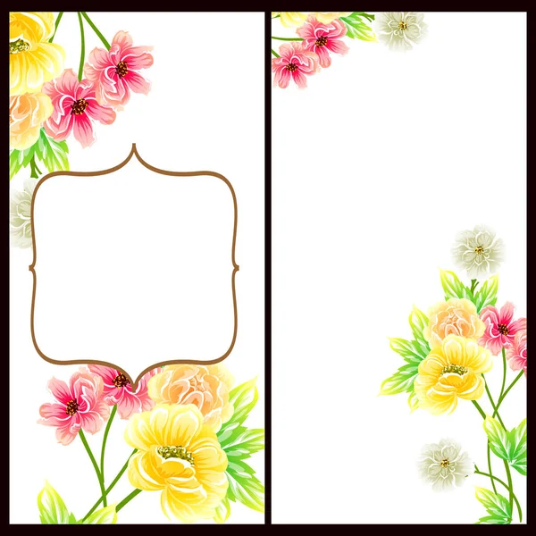 Conjunto Tarjetas Boda Flores Estilo Vintage Elementos Florales Color — Vector de stock