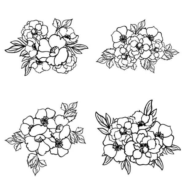 Monochrome Vintage Style Flowers Pattern — Stock Vector