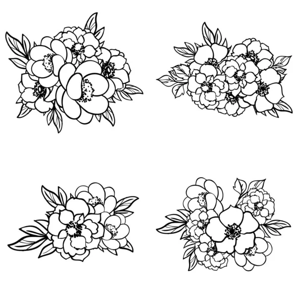 Monochrom Vintage Stil Blumen Muster — Stockvektor