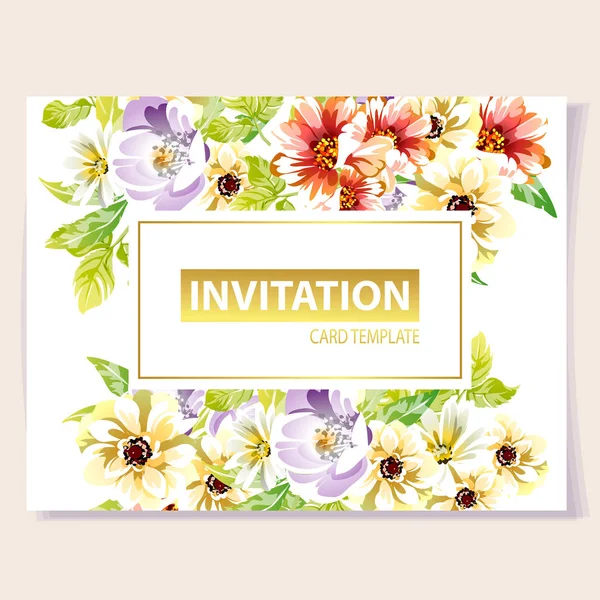 CARTE D'INVITATION FLORALE VINTAGE — Image vectorielle