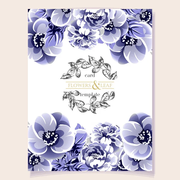 Sans Couture Bleu Monochrome Motif Fleurs Style Vintage — Image vectorielle