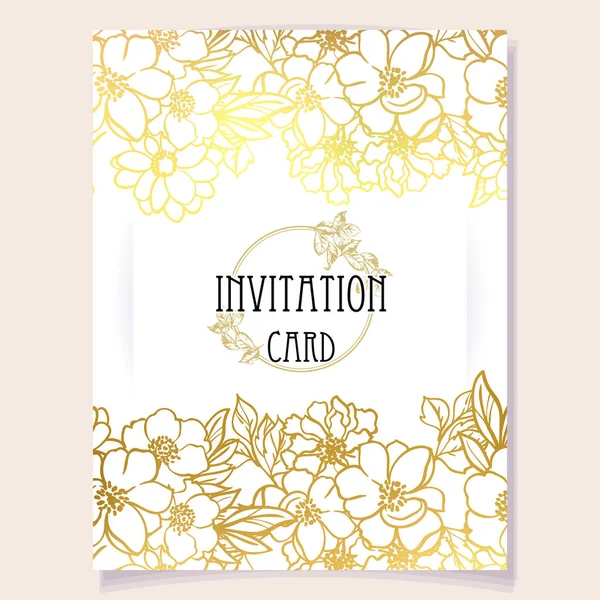 CARTE D'INVITATION FLORALE VINTAGE — Image vectorielle