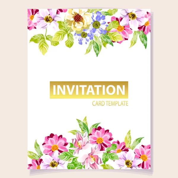 Vintage floral uitnodigingskaart — Stockvector