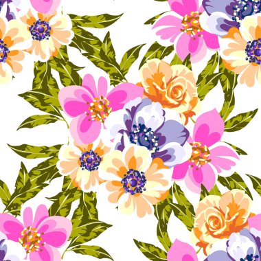 Renkli vintage tarzı çiçekler pürüzsüz desen