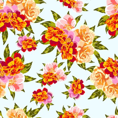 Renkli vintage tarzı çiçekler pürüzsüz desen