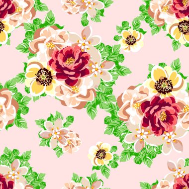 Renkli vintage tarzı çiçekler pürüzsüz desen