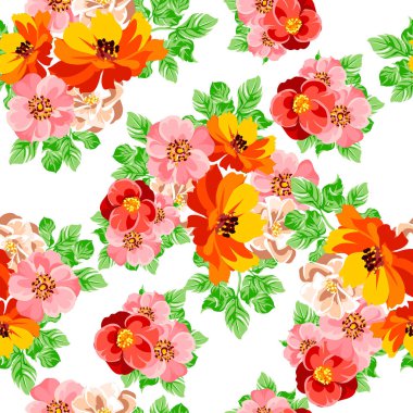 Renkli vintage tarzı çiçekler pürüzsüz desen