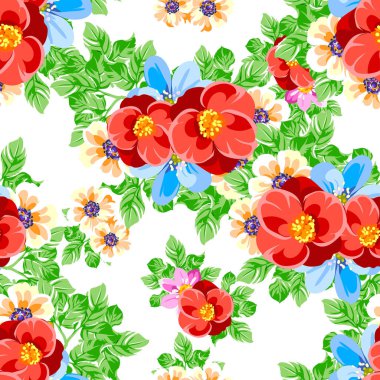 Renkli vintage tarzı çiçekler pürüzsüz desen