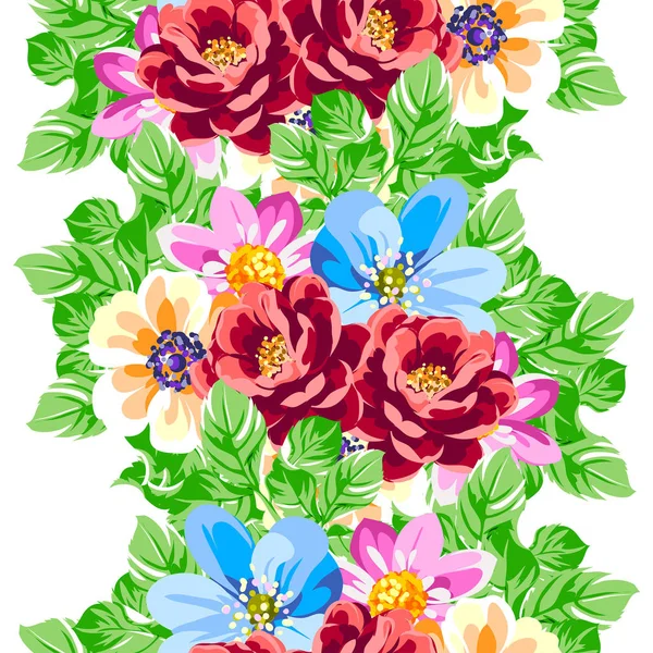 Kleurrijke Vintage Stijl Bloemen Naadloos Patroon — Stockvector