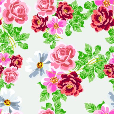 Renkli vintage tarzı çiçekler pürüzsüz desen