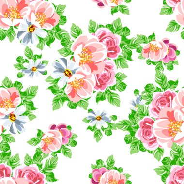 Renkli vintage tarzı çiçekler pürüzsüz desen