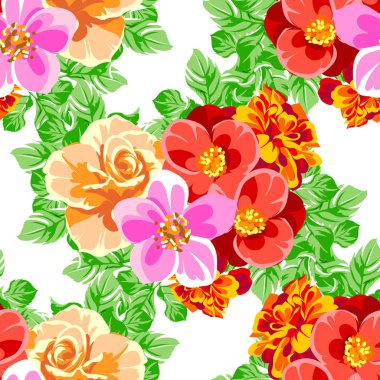 Renkli vintage tarzı çiçekler pürüzsüz desen