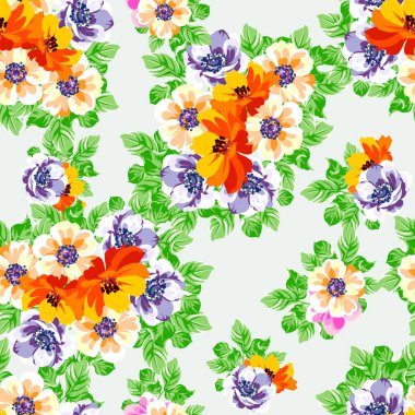 Renkli vintage tarzı çiçekler pürüzsüz desen