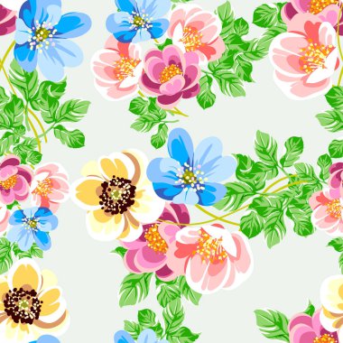 Renkli vintage tarzı çiçekler pürüzsüz desen
