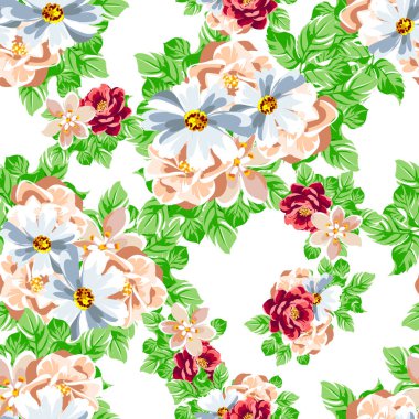 Renkli vintage tarzı çiçekler pürüzsüz desen