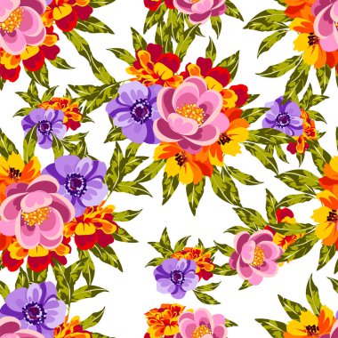 Renkli vintage tarzı çiçekler pürüzsüz desen