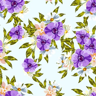 Renkli vintage tarzı çiçekler pürüzsüz desen