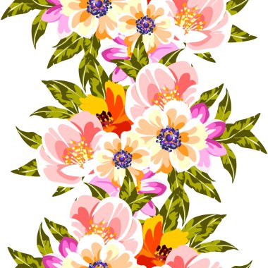 Renkli vintage tarzı çiçekler pürüzsüz desen