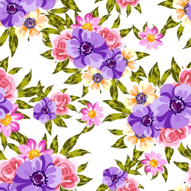 Renkli vintage tarzı çiçekler pürüzsüz desen