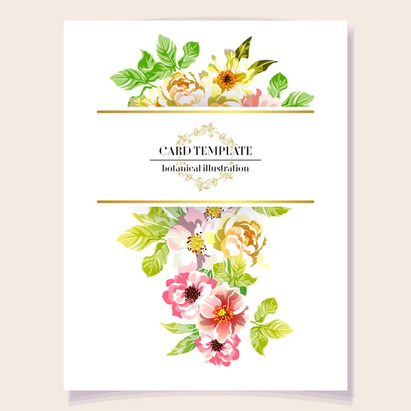 Carte Invitation Colorée Motif Fleurs Style Vintage — Image vectorielle