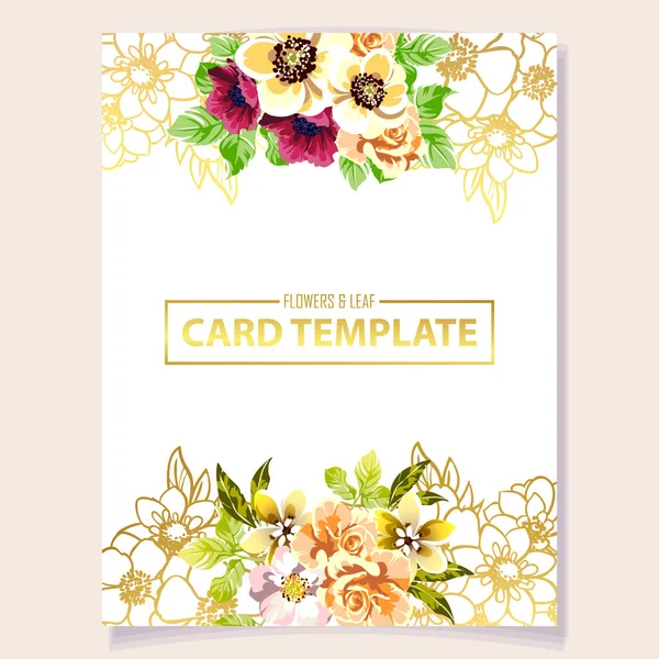 Colored Invitation Card Vintage Style Flowers Pattern — Stock Vector