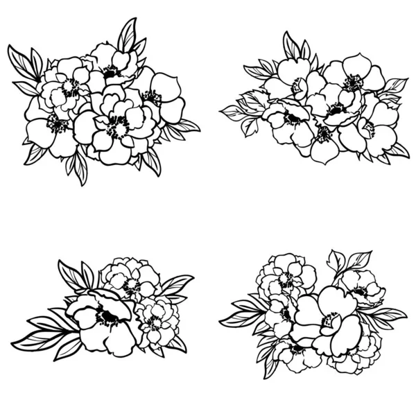 Modèle Fleurs Sans Couture Style Vintage Monochrome — Image vectorielle