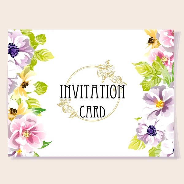 Tarjeta Invitación Color Patrón Flores Estilo Vintage — Archivo Imágenes Vectoriales