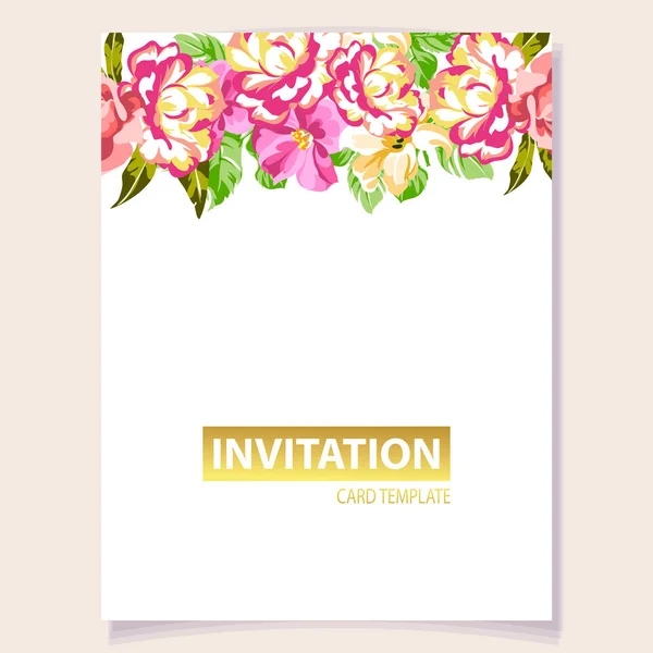 Carte Invitation Colorée Motif Fleurs Style Vintage — Image vectorielle