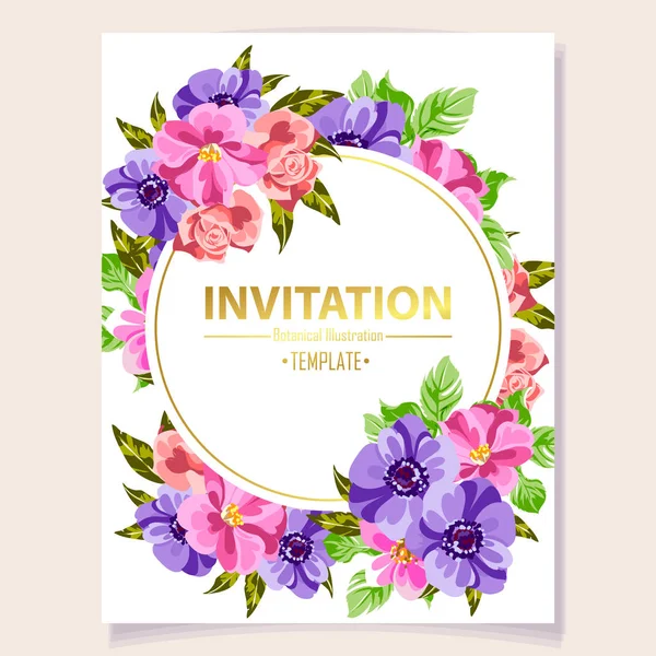 Tarjeta Invitación Color Patrón Flores Estilo Vintage — Archivo Imágenes Vectoriales