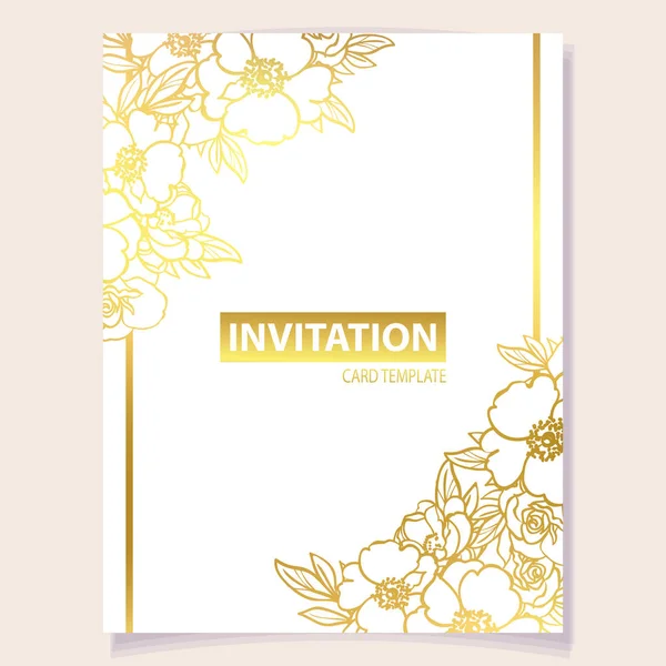 Colored Invitation Card Vintage Style Flowers Pattern — Stock Vector