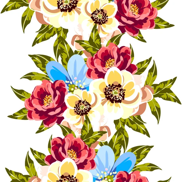 Coloridas Flores Estilo Vintage Patrón Sin Costuras — Vector de stock