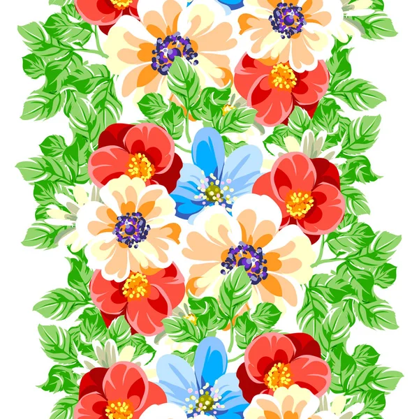 Estilo Vintage Colorido Flores Padrão Sem Costura —  Vetores de Stock