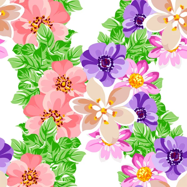 Fleurs Style Vintage Coloré Motif Sans Couture — Image vectorielle