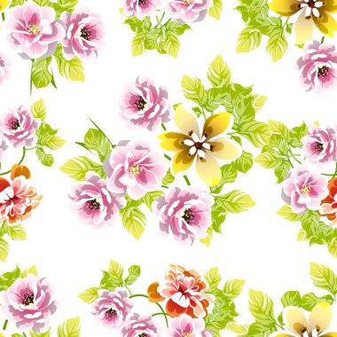 Renkli vintage tarzı çiçekler pürüzsüz desen