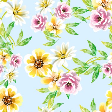Renkli vintage tarzı çiçekler pürüzsüz desen