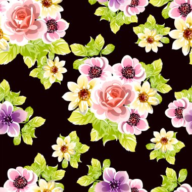 Renkli vintage tarzı çiçekler pürüzsüz desen