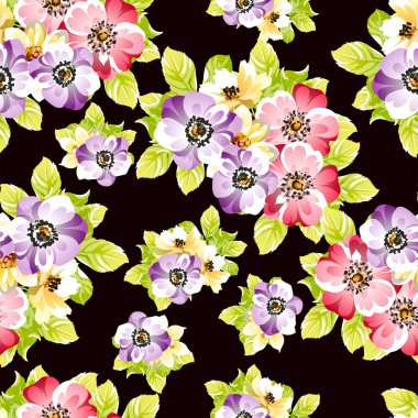 Renkli vintage tarzı çiçekler pürüzsüz desen