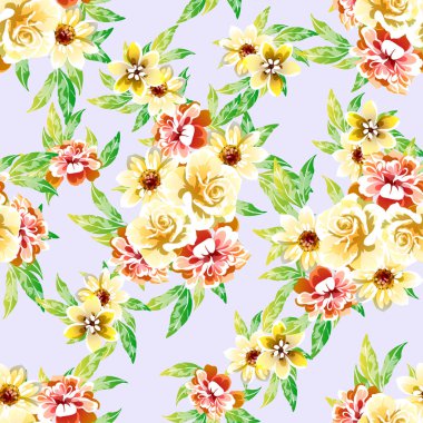 Renkli vintage tarzı çiçekler pürüzsüz desen