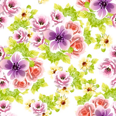 Renkli vintage tarzı çiçekler pürüzsüz desen