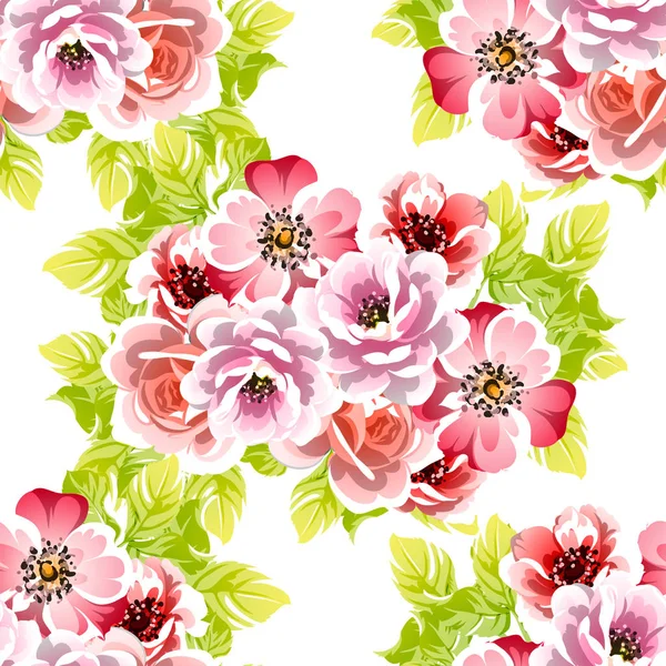 Kleurrijke Vintage Stijl Bloemen Naadloos Patroon — Stockvector