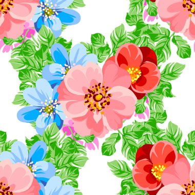 kesintisiz renkli çiçek desenli 