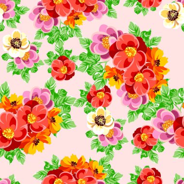 kesintisiz renkli çiçek desenli 